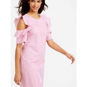 J McLaughlin Pink Seersucker Flutter Sleeve Dress XS